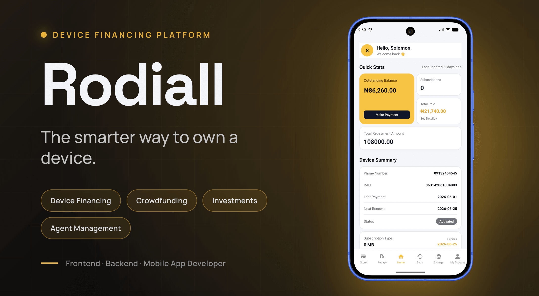 Rodiall — Fintech